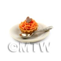 Dolls House Miniature Orange Fancy Tart on a Plate With a Spoon