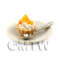 Dolls House Miniature Orange Slice Tart on a Plate With a Spoon