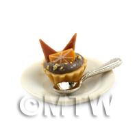 Dolls House Miniature Chocolate Orange Tart on a Plate With a Spoon