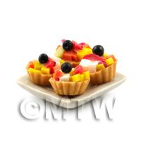 4 Dolls House Black Cherry and Kiwi Tarts on a 19mm Square Plate
