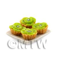 4 Dolls House Kiwi Tarts on a 19mm Square Plate