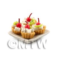 4 Dolls House Miniature Dragon Fruit Tarts on a 19mm Square Plate