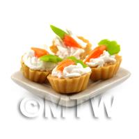 4 Dolls House Miniature Fondant Carrot Tarts on a 19mm Square Plate