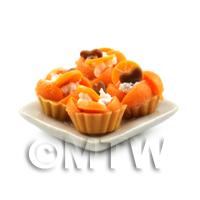4 Dolls House Miniature Peach and Orange Tarts on a 19mm Square Plate