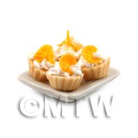 4 Dolls House Miniature Orange Slice Tarts on a 19mm Square Plate