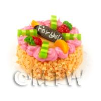 Dolls House Handmade Tiny 25mm Orange Iced Round Cake