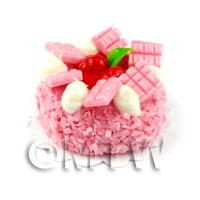 Dolls House Handmade Tiny 25mm Pink Iced Strawberry Cake 