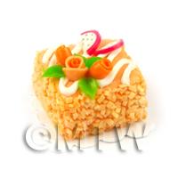 Dolls House Miniature 20mm Square Orange Rose Cake