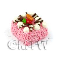 Dolls House Miniature 20mm Pink Square Chocolate Cake