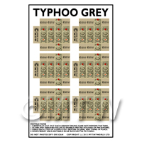 Dolls House Miniature Packaging Sheet of 6 Typhoo Grey