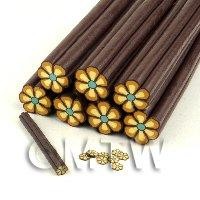 Unbaked Brown Flower Cane Nail Art And Jewellery UNC12