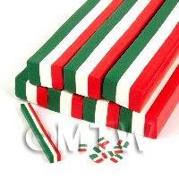 Unbaked Italian Flag Cane Nail Art And Jewellery UNC77