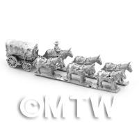 Dolls House Unpainted Wagon With 6 Horses