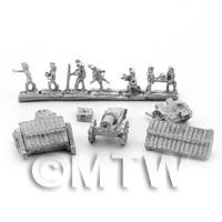 1 Dolls House Unpainted Cannon, Organ Gun, 2 Pavises and Crew