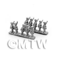 10 Dolls House Miniature Unpainted Metal Indian Infantry Marching
