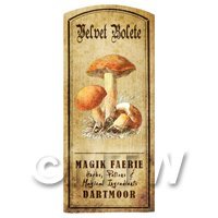 Dolls House Miniature Apothecary Velvet Bolete Fungi Colour Label