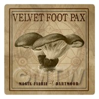 Dolls House Miniature Apothecary Velvet Foot Pax Fungi Sepia Box Label