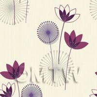 Dolls House Miniature Styalised Purple Flower Wallpaper