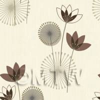 Dolls House Miniature Styalised Chocolate Flower Wallpaper