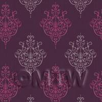 Dolls House Miniature Purple Heraldic Diamond Wallpaper