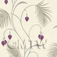 Dolls House Miniature Large Fern With Purple Flowers Wallpaper