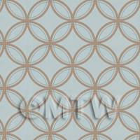 Dolls House Miniature Gold On Blue Circles Wallpaper