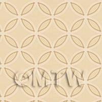 Dolls House Miniature Styalised Circles On Beige Wallpaper