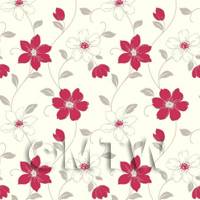 Dolls House Miniature 6 Petal Red Flower Wallpaper