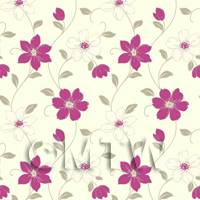 Dolls House Miniature 6 Petal Purple Flower Wallpaper