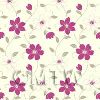 Dolls House Miniature 6 Petal Purple Flower Wallpaper