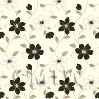 Dolls House Miniature 6 Petal Black Flower Wallpaper