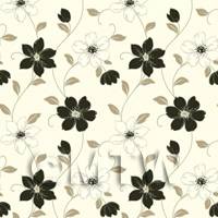 Dolls House Miniature 6 Petal Black Flower Wallpaper