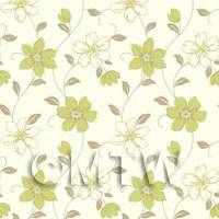 Dolls House Miniature 6 Petal Sage Green Flower Wallpaper