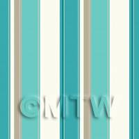 Dolls House Miniature Funky Teal Stripes Wallpaper