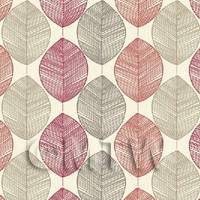 Dolls House Miniature Red And Orange Leaf Wallpaper