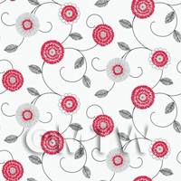 Dolls House Miniature Round Red And White Flower Wallpaper