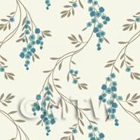 Dolls House Miniature Hanging Blue Flower Wallpaper