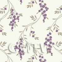 Dolls House Miniature Hanging Purple Flower Wallpaper