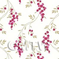 Dolls House Miniature Hanging Red Flower Wallpaper