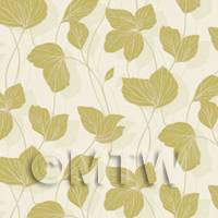 Dolls House Miniature Green Leaf Design Wallpaper