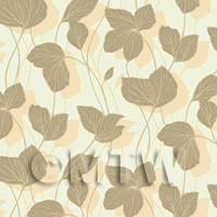 Dolls House Miniature Beige Leaf Design Wallpaper