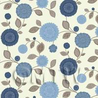 Dolls House Miniature Mixed Blue Flower Wallpaper