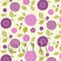 Dolls House Miniature Mixed Purple Flower Wallpaper