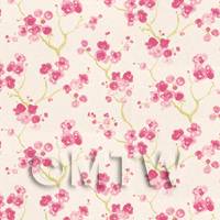 Dolls House Miniature Pink Blossom Wallpaper