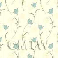 Pack of 5 Dolls House Miniature Pale Blue Flower And Stem Wallpaper