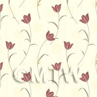 Dolls House Miniature Deep Red Flower And Stem Wallpaper