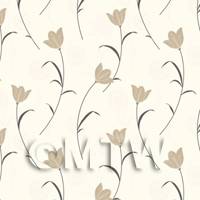 Dolls House Miniature Pale Gold Flower And Stem Wallpaper