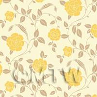 Dolls House Miniature Yellow Roses Wallpaper