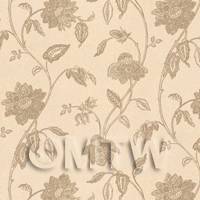 Dolls House Miniature Intricate Pale Gold Flower Wallpaper