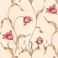 Dolls House Miniature Climbing Pale Red Flower Wallpaper